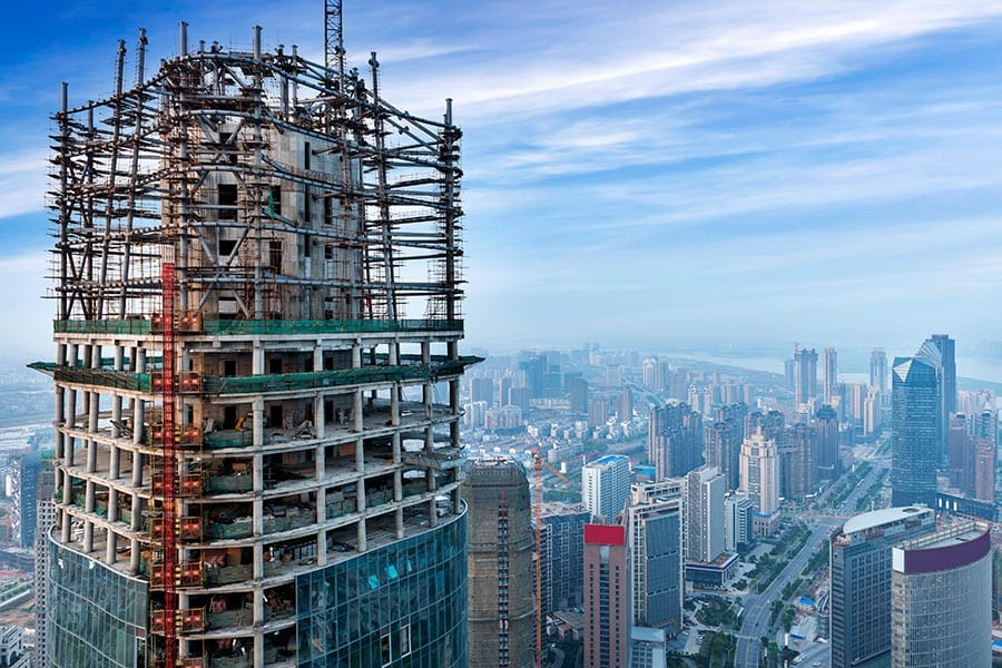 high wind construction site